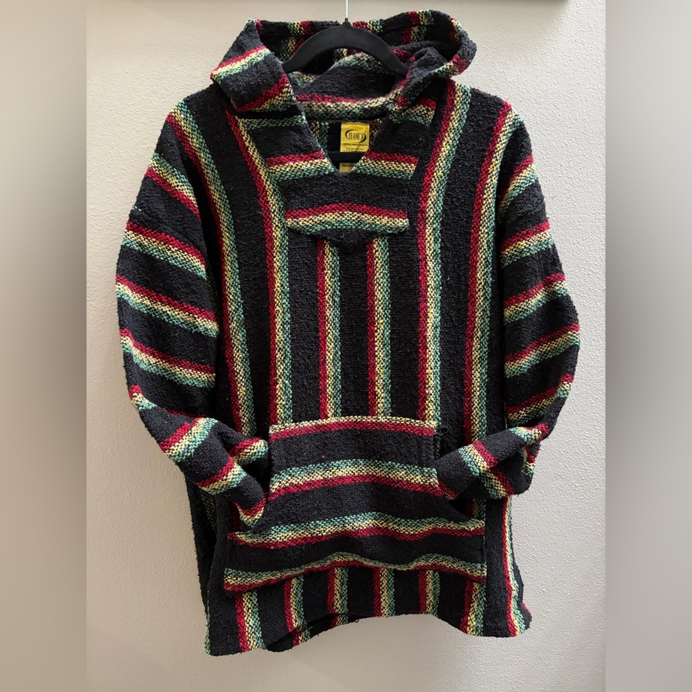 Cozy Striped Sweater in Black, Red & Gold